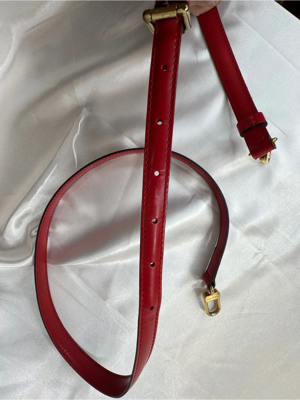 Louis Vuitton Red Leather Adjustable Strap with Gold Hardware